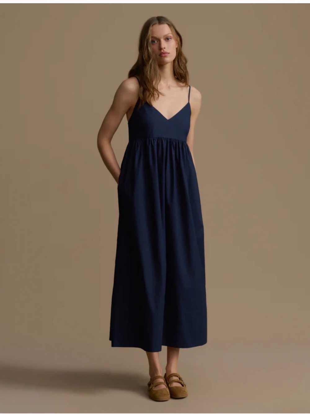 Jenni Kayne Cove Navy V-Neck Spaghetti Strap Maxi Dress